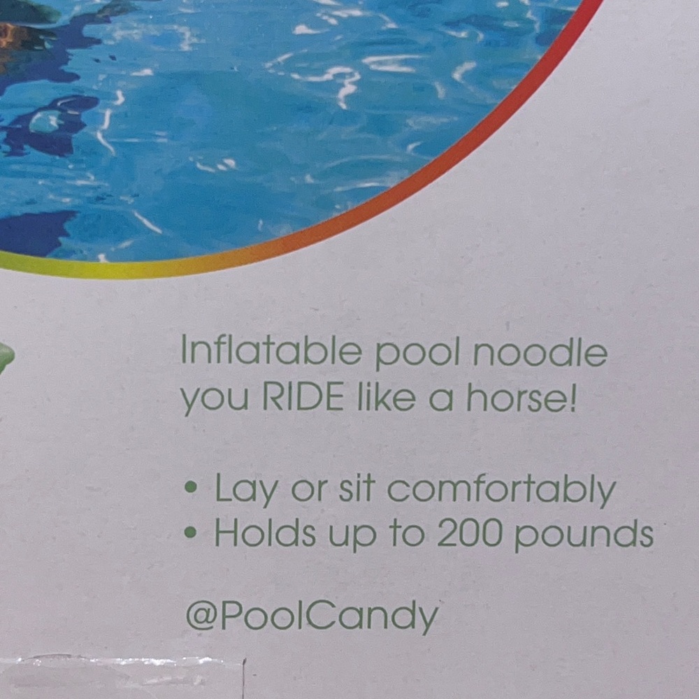 PoolCandy Seahorse Ride-On Inflatable Green Super Noodle NWT - Picture 7 of 11